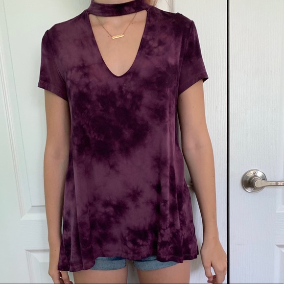 AEO SHORT SLEEVE T-SHIRT WITH CHOKER PURPLE - Picture 2 of 5
